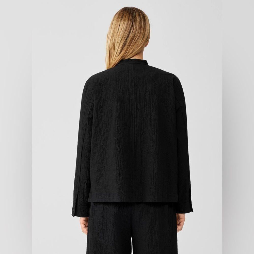 Eileen Fisher Organic Cotton Pucker Shirt Jacket XXS Mandarin Collar Lagenlook - Picture 3 of 8